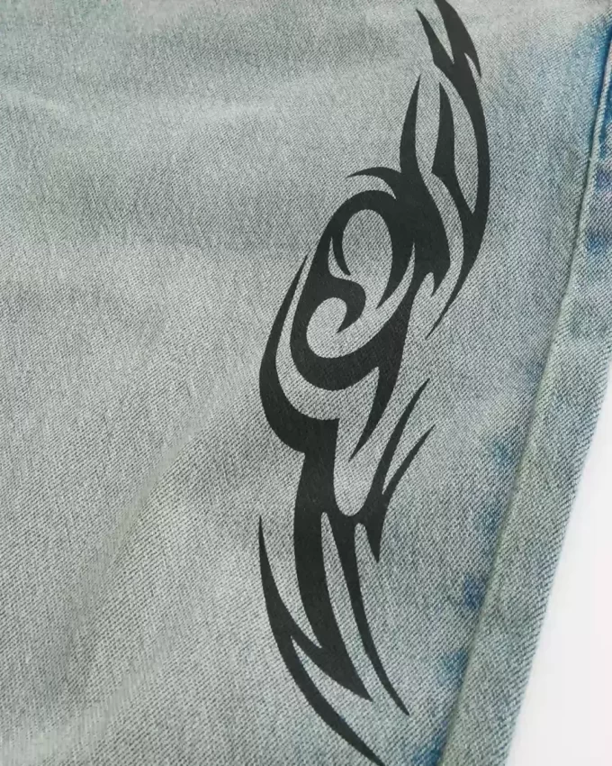 Light Wash Graphic Baggy Farkut
