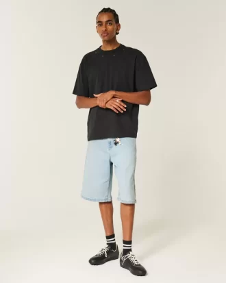 Light Wash koristellut Super Baggy Denim shortsit