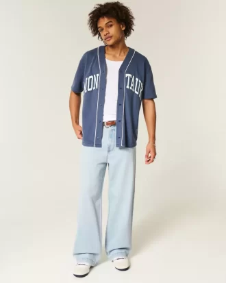 Light Wash New York Graphic Super Baggy Farkut