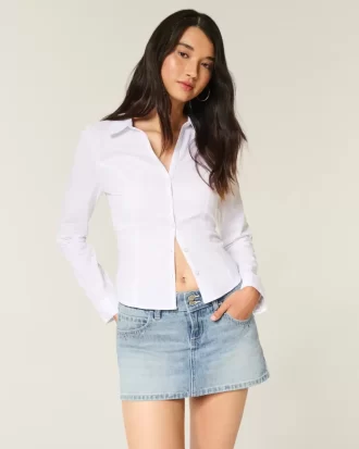 Light Wash Studded Denim Mini Skort