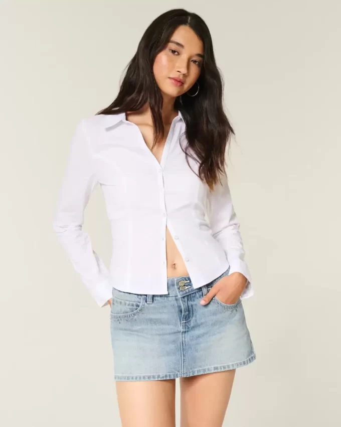 Light Wash Studded Denim Mini Skort Light Wash Studded Denim Mini Skort