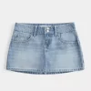 Light Wash Studded Denim Mini Skort Light Wash Studded Denim Mini Skort
