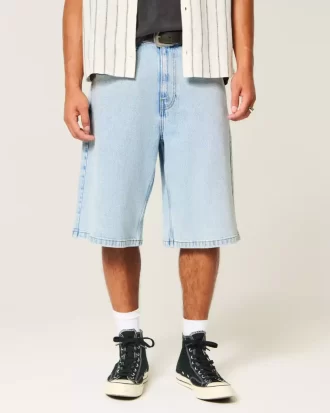 Light Wash Super Baggy Denim shortsit