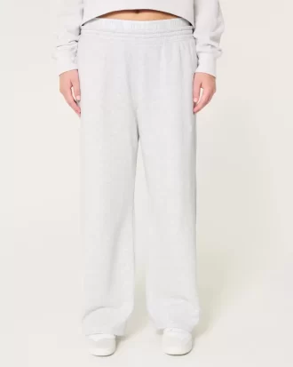 Logo vyötärö Fleece leveälahkeiset housut