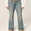 Low-Rise Butterfly-kirjonta Medium Wash Bootcut farkut