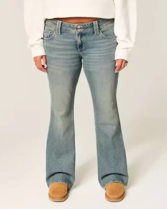 Low-Rise Butterfly-kirjonta Medium Wash Bootcut farkut
