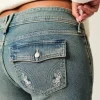 Low-Rise Butterfly-kirjonta Medium Wash Bootcut farkut