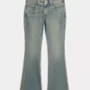 Low-Rise Butterfly-kirjonta Medium Wash Bootcut farkut