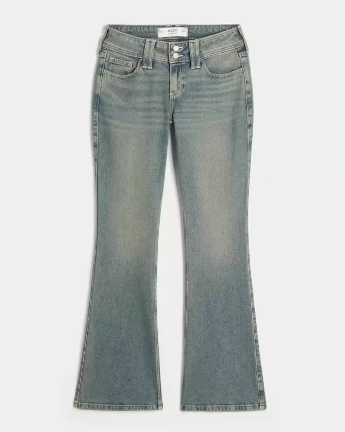 Low-Rise Butterfly-kirjonta Medium Wash Bootcut farkut