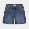 Low-Rise Dark Wash American Flag Graphic Baggy Jort Low-Rise Dark Wash American Flag Graphic Baggy Jort