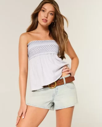 Low Rise Light Wash Denim Mini shortsit