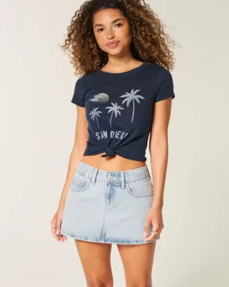 Low Rise Light Wash Denim Mini Skort