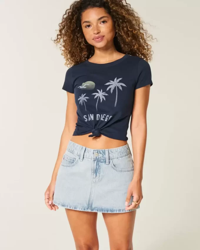 Low Rise Light Wash Denim Mini Skort Low Rise Light Wash Denim Mini Skort