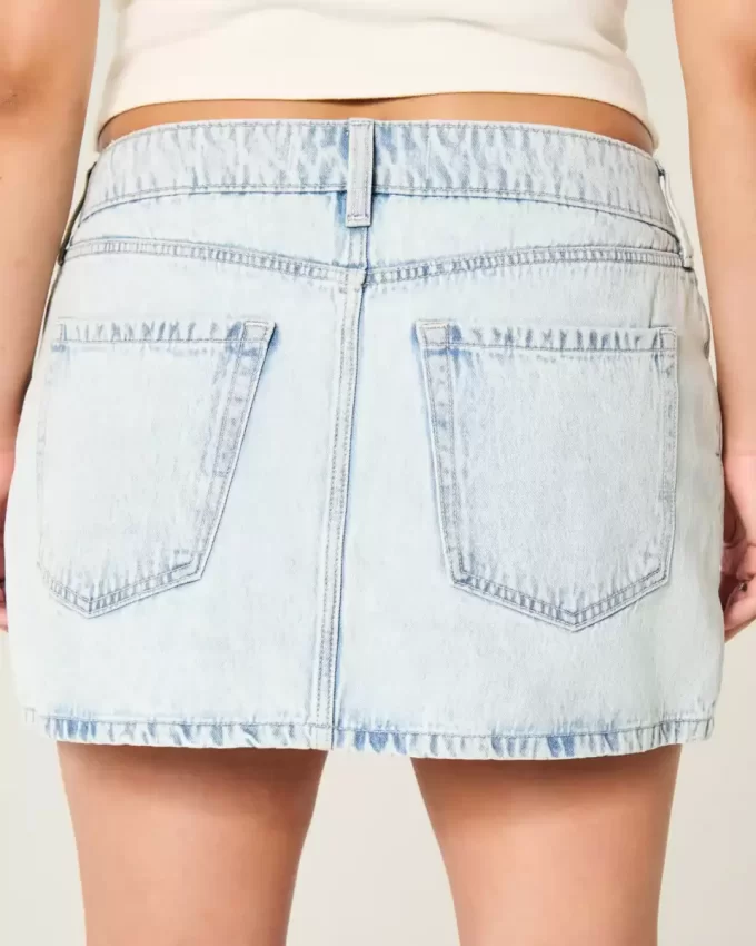 Low Rise Light Wash Denim Mini Skort Low Rise Light Wash Denim Mini Skort