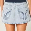 Low Rise Light Wash Denim Mini Skort Low Rise Light Wash Denim Mini Skort