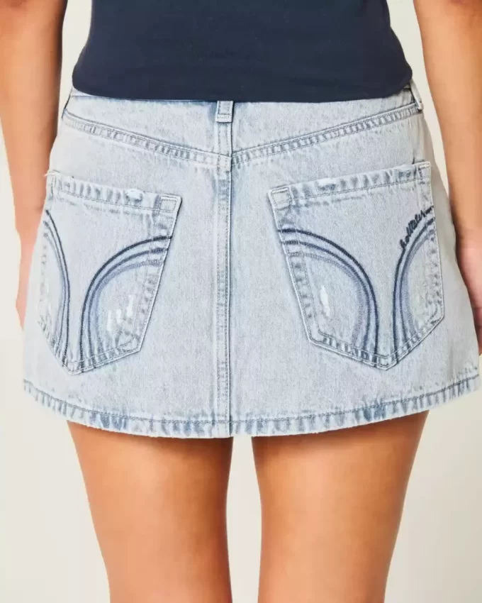Low Rise Light Wash Denim Mini Skort Low Rise Light Wash Denim Mini Skort