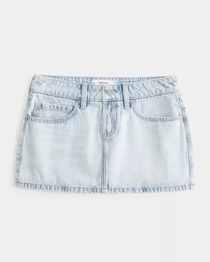 Low Rise Light Wash Denim Mini Skort Low Rise Light Wash Denim Mini Skort