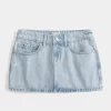 Low Rise Light Wash Denim Mini Skort Low Rise Light Wash Denim Mini Skort