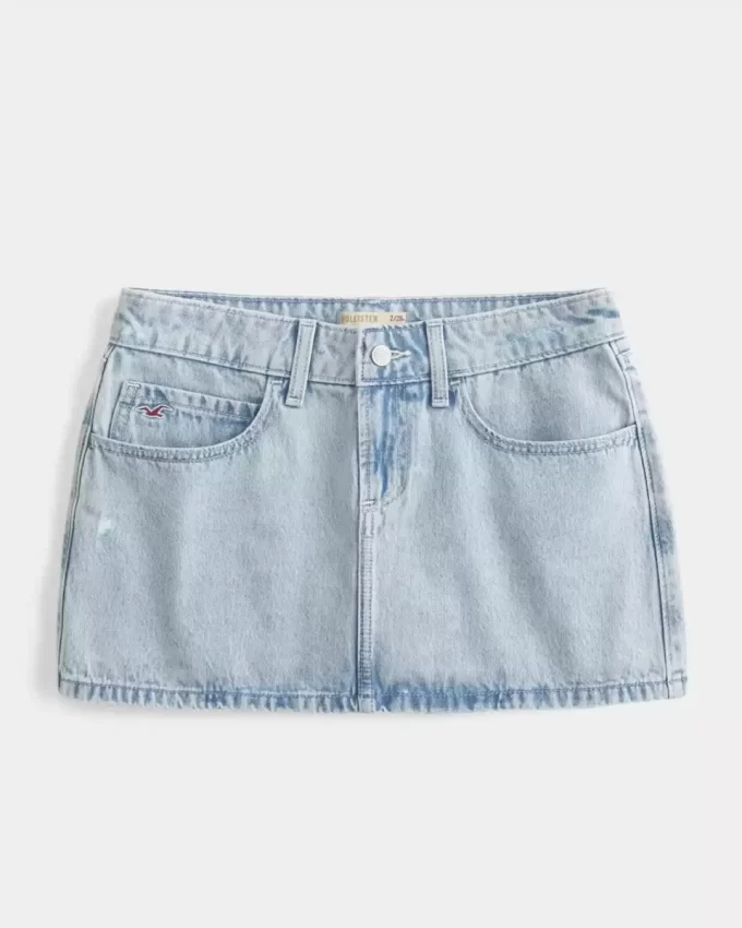Low Rise Light Wash Denim Mini Skort Low Rise Light Wash Denim Mini Skort
