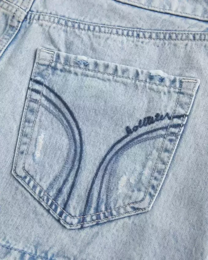 Low Rise Light Wash Denim Mini Skort Low Rise Light Wash Denim Mini Skort