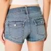 Low-Rise Light Wash Denim Shortie shortsit Low-Rise Light Wash Denim Shortie shortsit