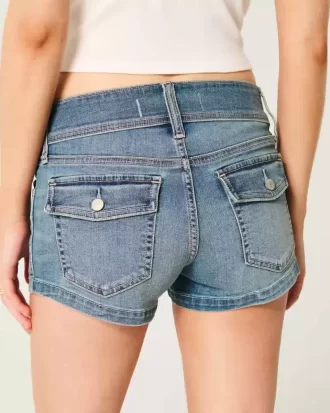 Low-Rise Light Wash Denim Shortie shortsit