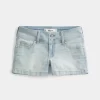 Low-Rise Light Wash Denim Shortie shortsit Low-Rise Light Wash Denim Shortie shortsit