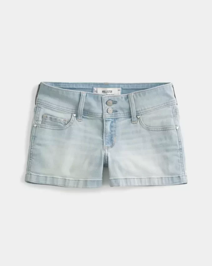 Low-Rise Light Wash Denim Shortie shortsit Low-Rise Light Wash Denim Shortie shortsit