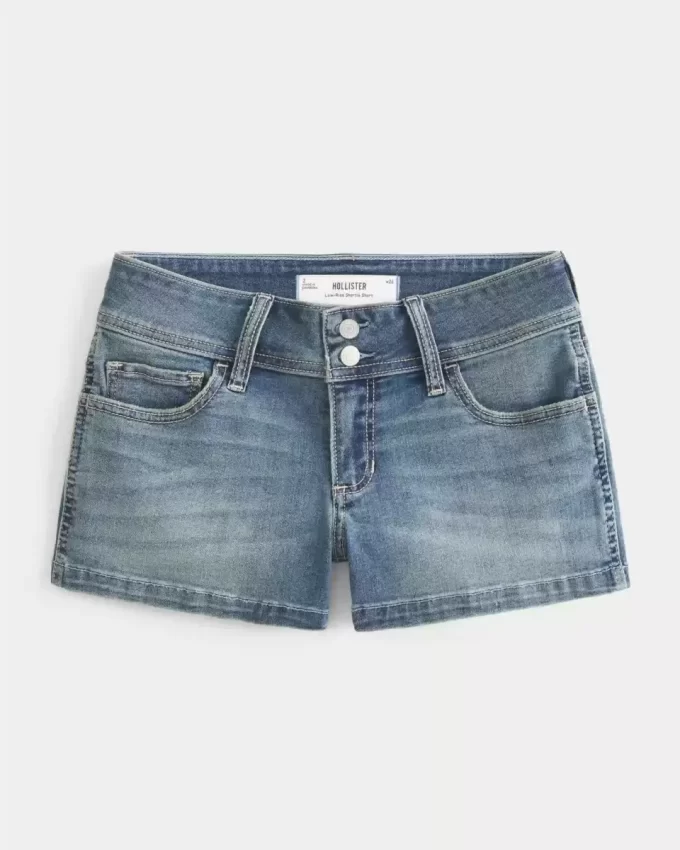 Low-Rise Light Wash Denim Shortie shortsit Low-Rise Light Wash Denim Shortie shortsit