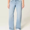 Low-Rise Light Wash Studded Bows Baggy Farkut