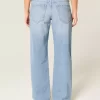 Low-Rise Light Wash Studded Bows Baggy Farkut