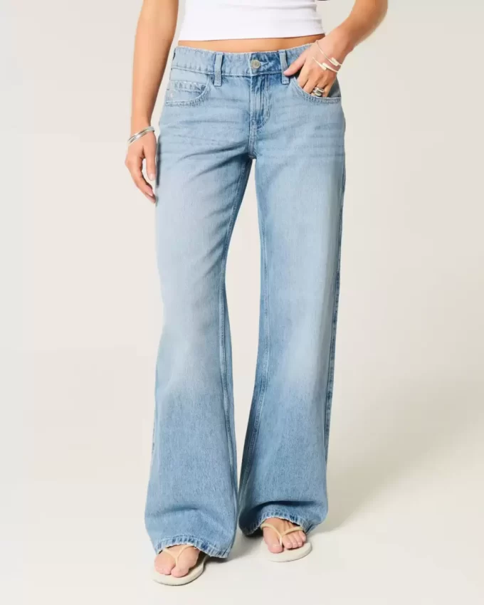 Low-Rise Medium Wash kukkakirjonta Baggy Farkut Low-Rise Medium Wash kukkakirjonta Baggy Farkut