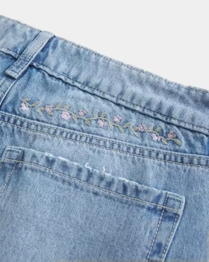 Low-Rise Medium Wash kukkakirjonta Baggy Farkut Low-Rise Medium Wash kukkakirjonta Baggy Farkut