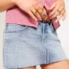 Low Rise Star Brodeerattu Denim Mini Skort Low Rise Star Brodeerattu Denim Mini Skort