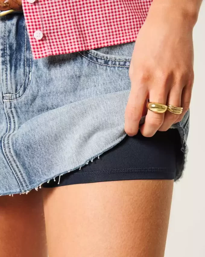 Low Rise Star Brodeerattu Denim Mini Skort Low Rise Star Brodeerattu Denim Mini Skort