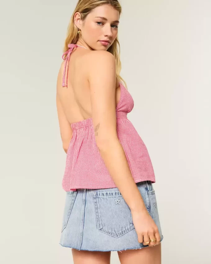 Low Rise Star Brodeerattu Denim Mini Skort Low Rise Star Brodeerattu Denim Mini Skort