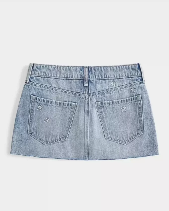 Low Rise Star Brodeerattu Denim Mini Skort Low Rise Star Brodeerattu Denim Mini Skort