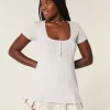 Lyhythihainen Henley Babydoll toppi Lyhythihainen Henley Babydoll toppi