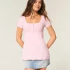 Lyhythihainen Henley Babydoll toppi Lyhythihainen Henley Babydoll toppi