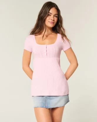 Lyhythihainen Henley Babydoll toppi