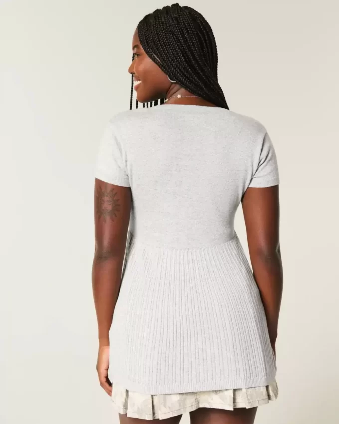 Lyhythihainen Henley Babydoll toppi Lyhythihainen Henley Babydoll toppi