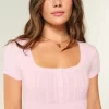 Lyhythihainen Henley Babydoll toppi Lyhythihainen Henley Babydoll toppi
