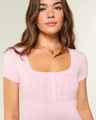 Lyhythihainen Henley Babydoll toppi