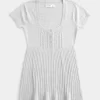 Lyhythihainen Henley Babydoll toppi Lyhythihainen Henley Babydoll toppi