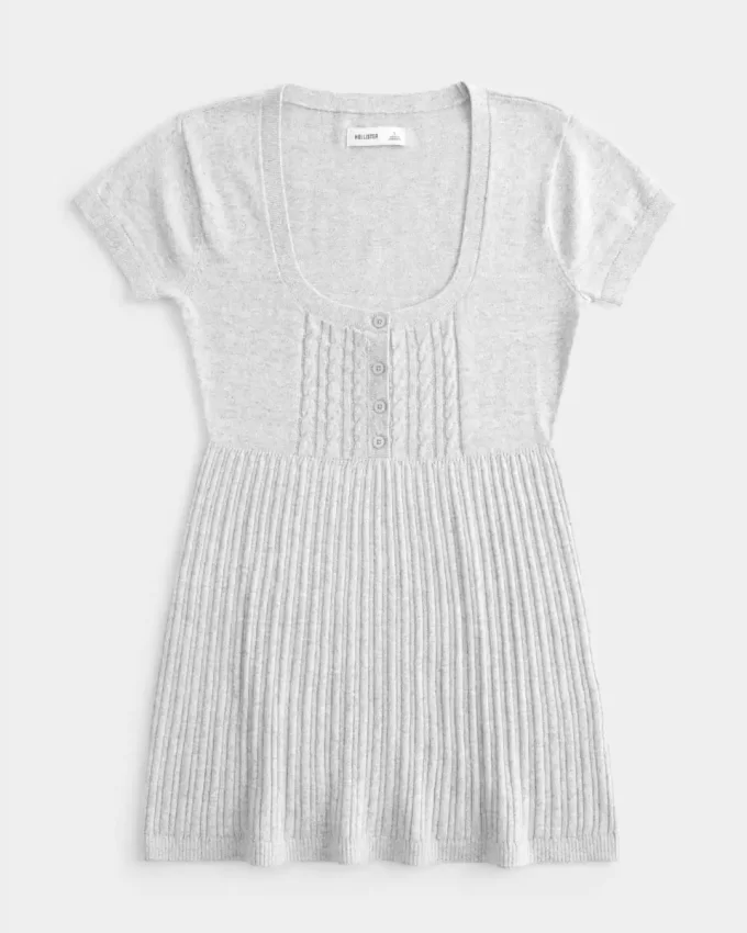 Lyhythihainen Henley Babydoll toppi Lyhythihainen Henley Babydoll toppi