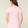 Lyhythihainen Henley Babydoll toppi Lyhythihainen Henley Babydoll toppi