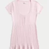 Lyhythihainen Henley Babydoll toppi Lyhythihainen Henley Babydoll toppi