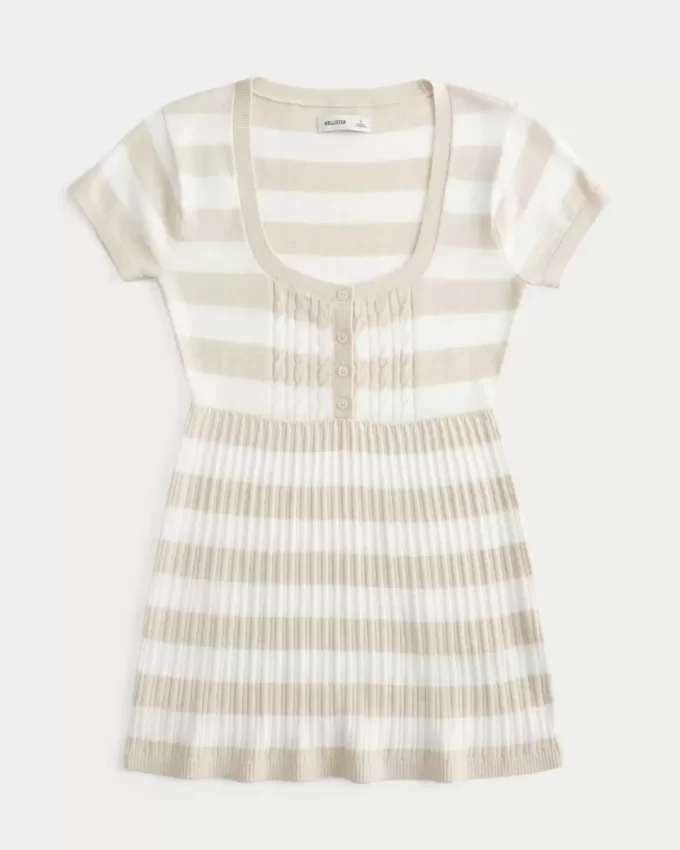 Lyhythihainen Henley Babydoll toppi Lyhythihainen Henley Babydoll toppi