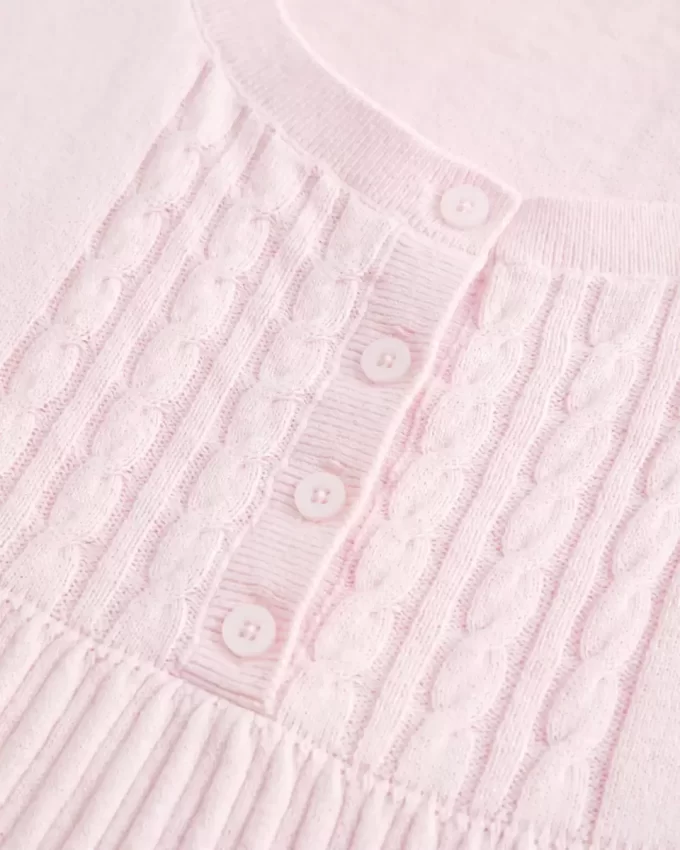 Lyhythihainen Henley Babydoll toppi Lyhythihainen Henley Babydoll toppi