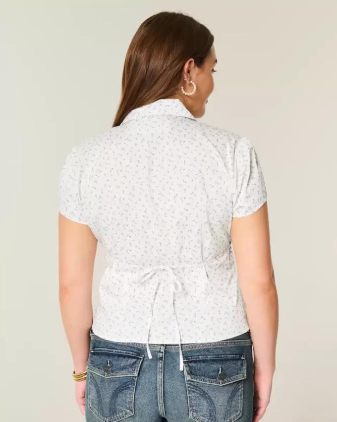 Lyhythihainen Stretch Poplin Button Through paita Lyhythihainen Stretch Poplin Button Through paita